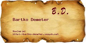 Bartko Demeter névjegykártya